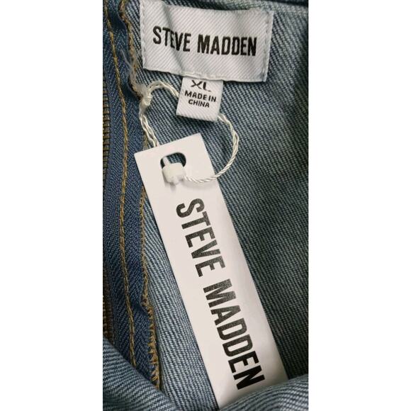 NWT Steve Madden Denim Medium Wash Blue Jean Tank Dress XL Retro Streetwear - Picture 7 of 9